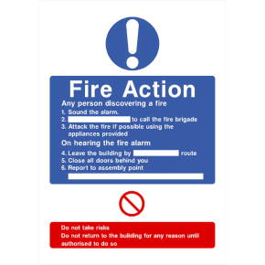 Sign, Fire Action (150 x 200mm)