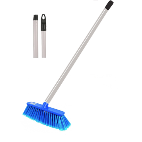 JanSan Poly Broom Head Stiff Bristles & Handle Blue