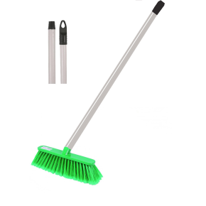 JanSan Poly Broom Head Stiff Bristles & Handle Green