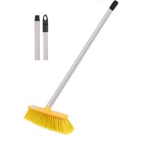 JanSan Poly Broom Head Stiff Bristles & Handle Yellow