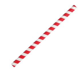 Smoothie Straw, Red & White, Paper, 8"