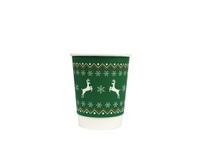 Hot Cup, 8oz, Double Wall, Christmas Green