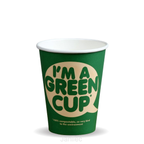 JanSan BioPak Compostable Single Wall Hot,Cups "I'm a Green Cup" 12oz 355ml