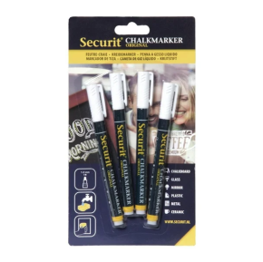 Chalk Pens, Small, Wet Wipe, White (Pack of 4)