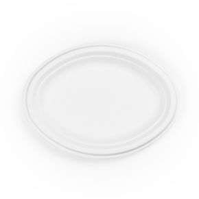 Disposable Plate, Compostable, Bagasse, Oval, 10 inch
